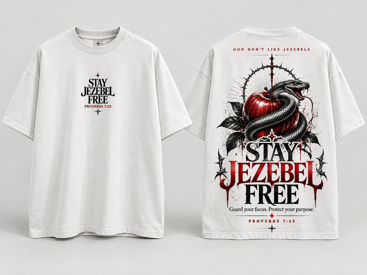 Guard Your Focus white graphic tee shown from the front and back